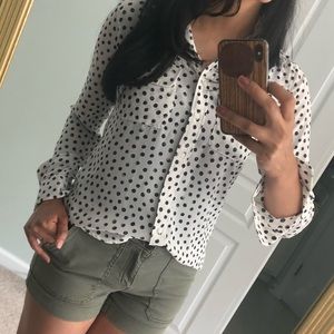 Who What Wear XS/S Polkadot Button Up Blouse